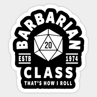 BARBARIAN CLASS DUNGEON GAME MASTER DRAGONS DICE GAME DND D20 D&D DM Sticker